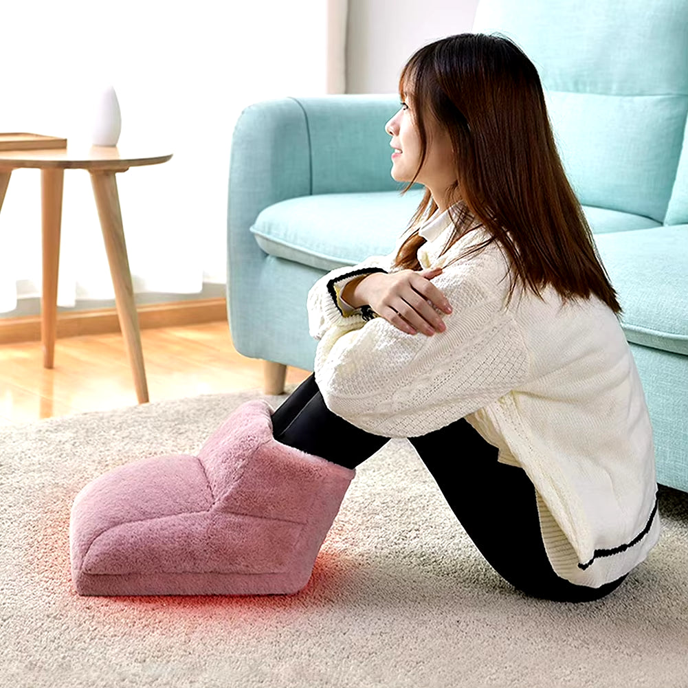 Electric Foot Warmer Foot Heating Pad USB Charging Double Feet Slippers Washable Foot Stove Detachable for Home Bedroom Sleeping