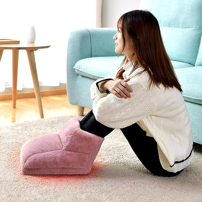 Electric Foot Warmer Foot Heating Pad USB Charging Double Feet Slippers Washable Foot Stove Detachable for Home Bedroom Sleeping